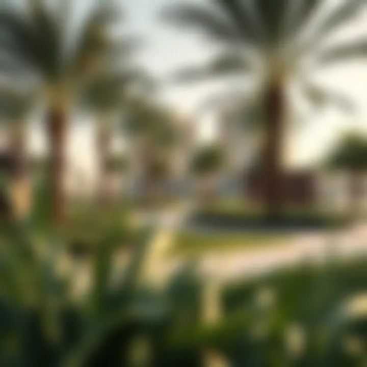 Community park in Akoya Oxygen with walking paths and lush landscaping