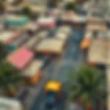 Aerial view of Al Awir Market showcasing its vibrant surroundings and accessibility.