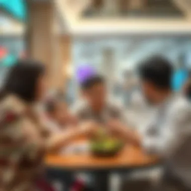 Community Engagement at المشرف مول Families enjoying leisure time in the mall's community spaces