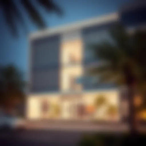 Exterior view of Alarfeen Real Estate office showcasing modern architecture