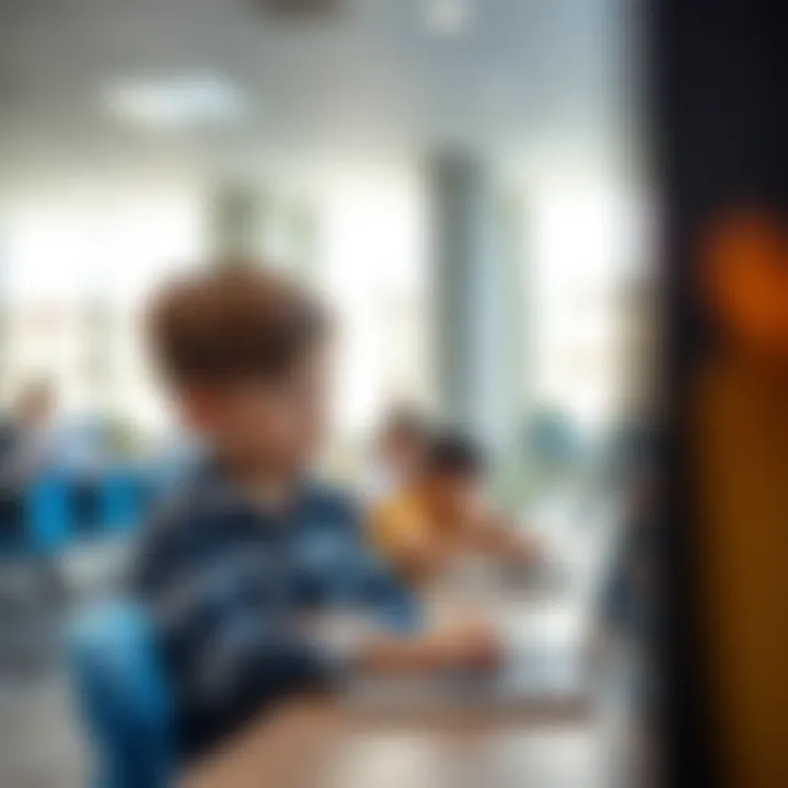 A child engaging with educational technology in a modern primary school in Dubai