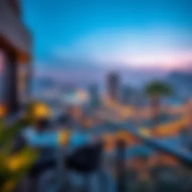 Balcony view of the Bianca Townhouse overlooking the Dubai skyline