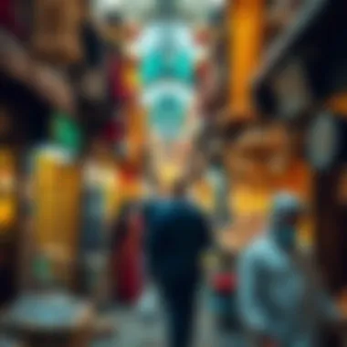 A vibrant scene within the bustling corridors of the souk