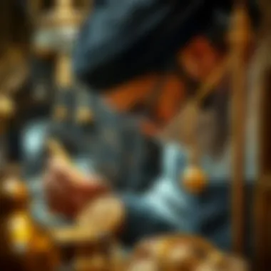 Goldsmithing Craftsmanship A close-up of a goldsmith crafting intricate designs