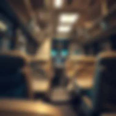 Modern bus interior showcasing amenities