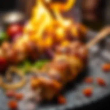 Kebab Delight: The Art of Turkey's Grill Mastery A close-up of a delicious kebab dish, highlighting the spices and grilling technique