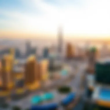 Breathtaking View of Dubai Skyline Panoramic view of Dubai skyline from Sahara Towers