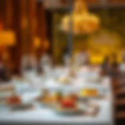 A beautifully arranged table setting at Shishka Restaurant showcasing the culinary delights.